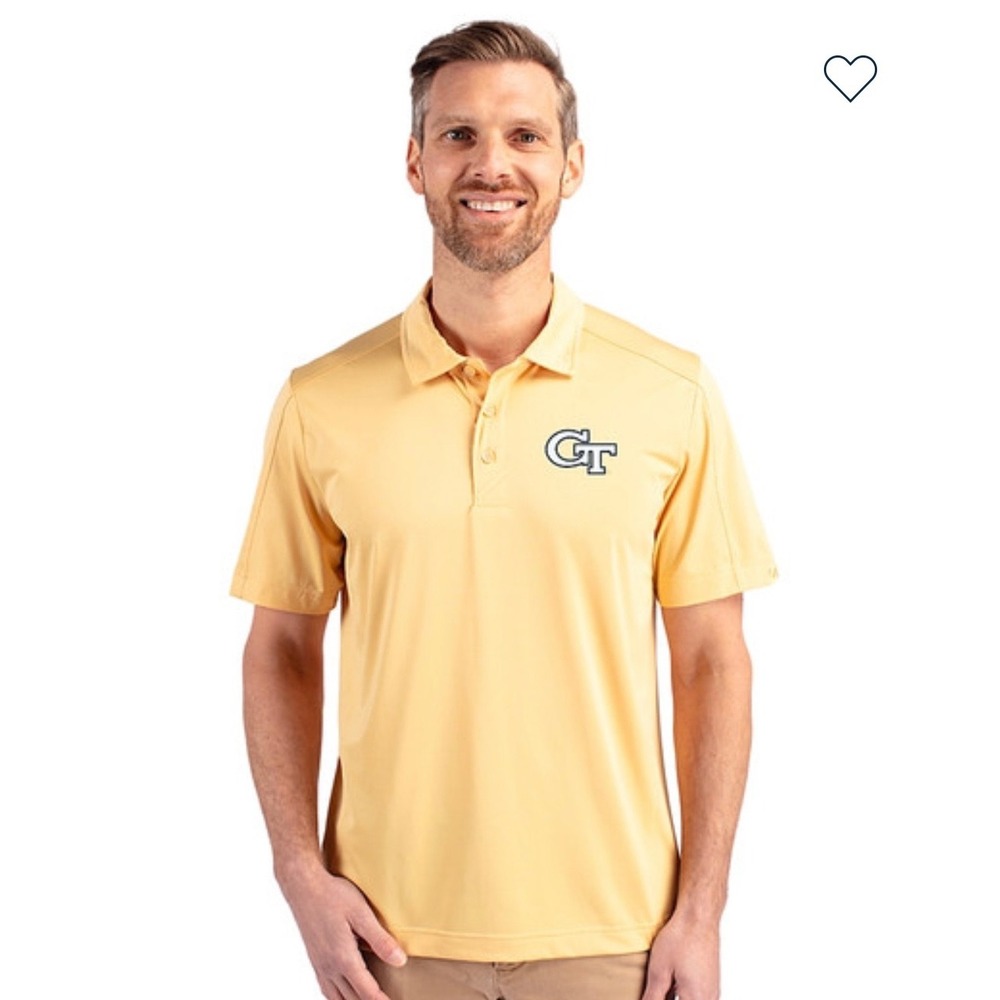 Cutter & Buck Mens Georgia Tech Yellow Jackets Polo Shirt Yellow Large GT NCAA